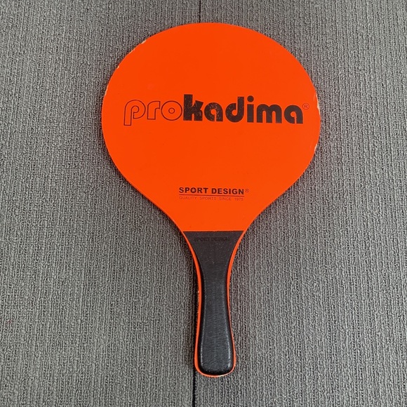 Prokadima Paddles (2) Neon Green Orange Black Wooden Sport Design Paddle Ball - Picture 8 of 11